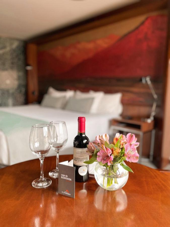 Hotel Cumbres Lastarria Santiago Kültér fotó A bottle of wine and two wine glasses