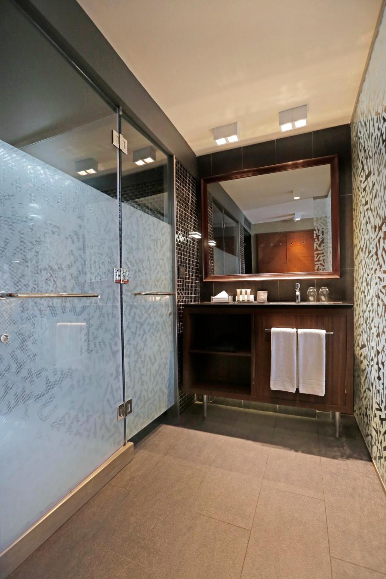 Hotel Cumbres Lastarria Santiago Szoba fotó A shower enclosure